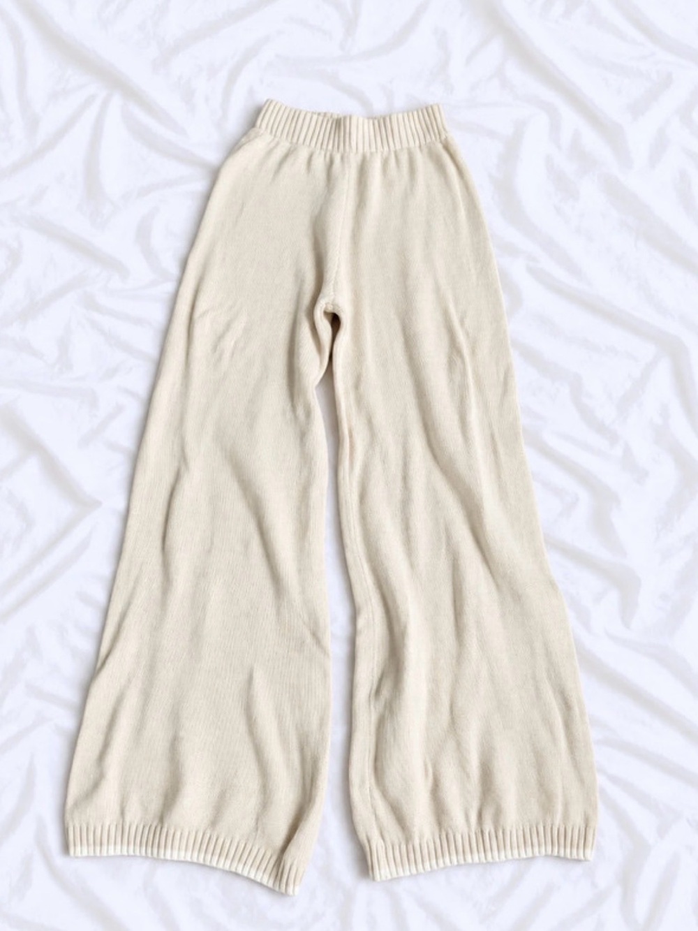 Sincerly Jules Cream Knit Wide-Leg Pants